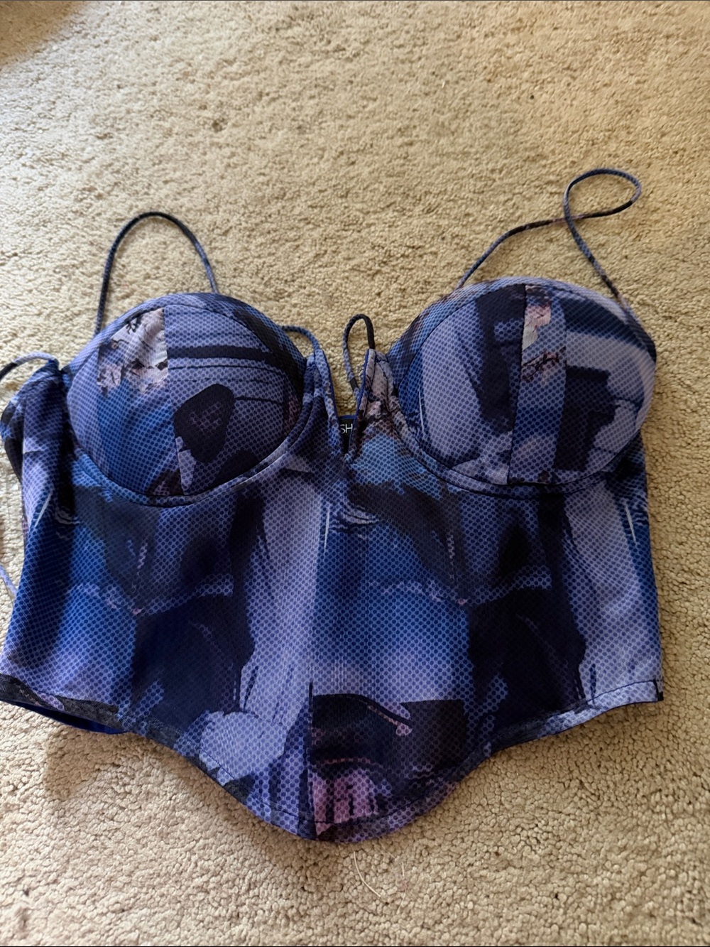Fashion Nova Blue Printed Corset Bustier